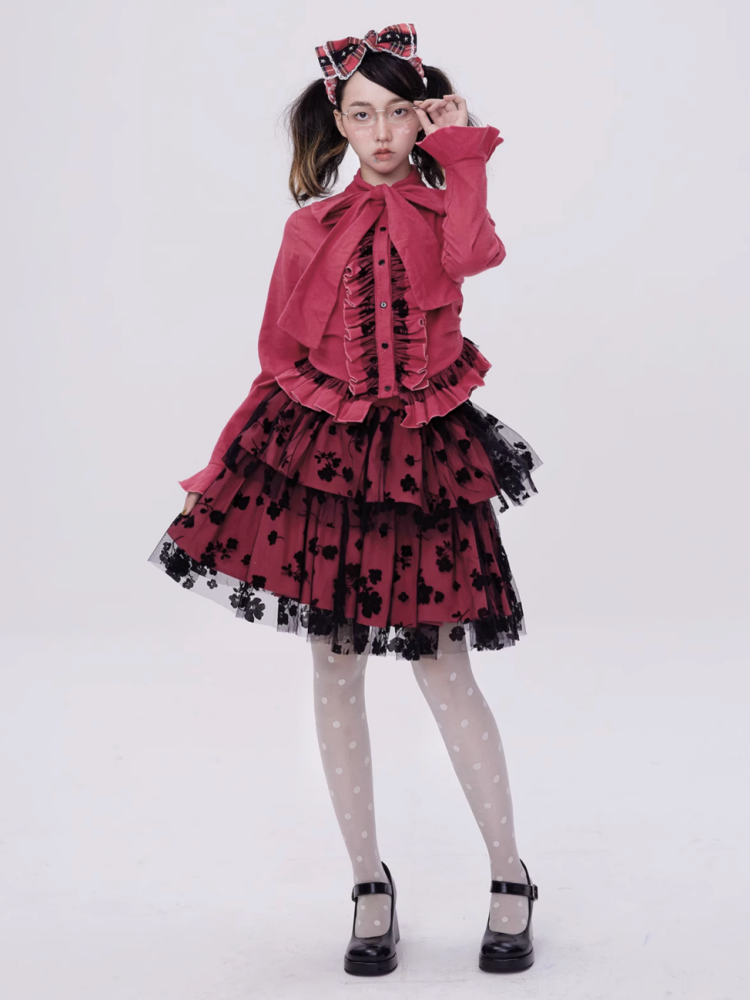 Showa Retro Sweet & Cute Bowknot Frilled Lolita Shirt【s0000003181】