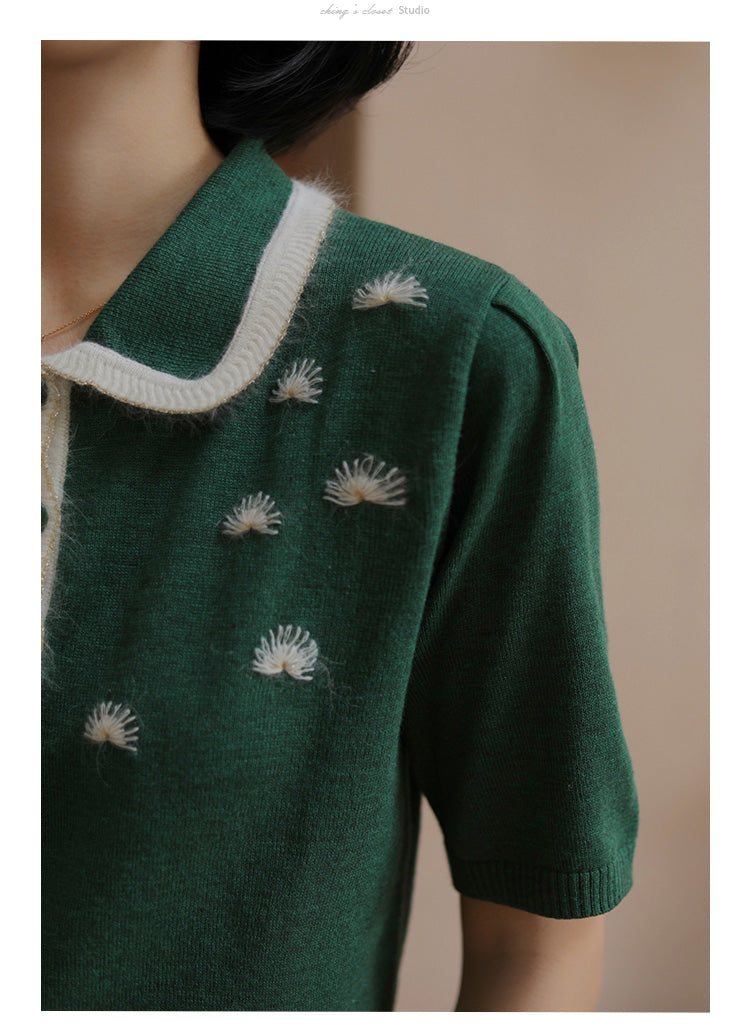 dark green polo knit