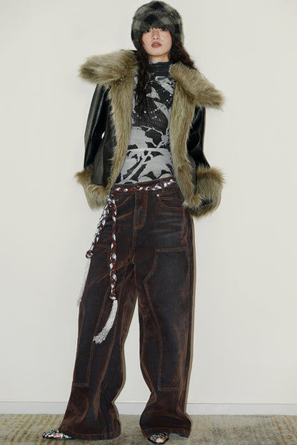 Retro High-Waist Wide Leg Pants