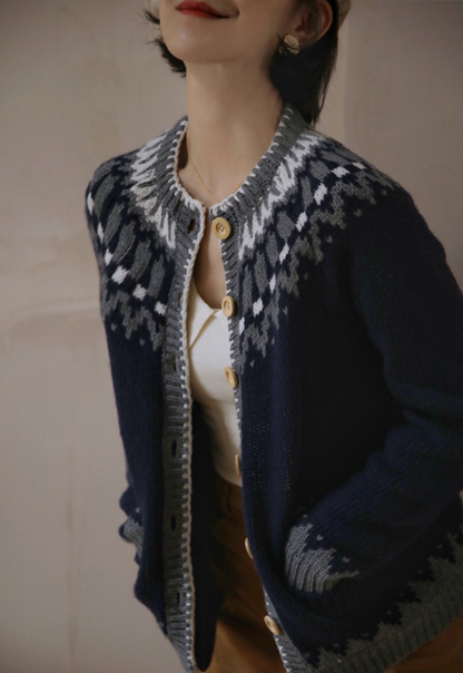 nordic pattern cardigan