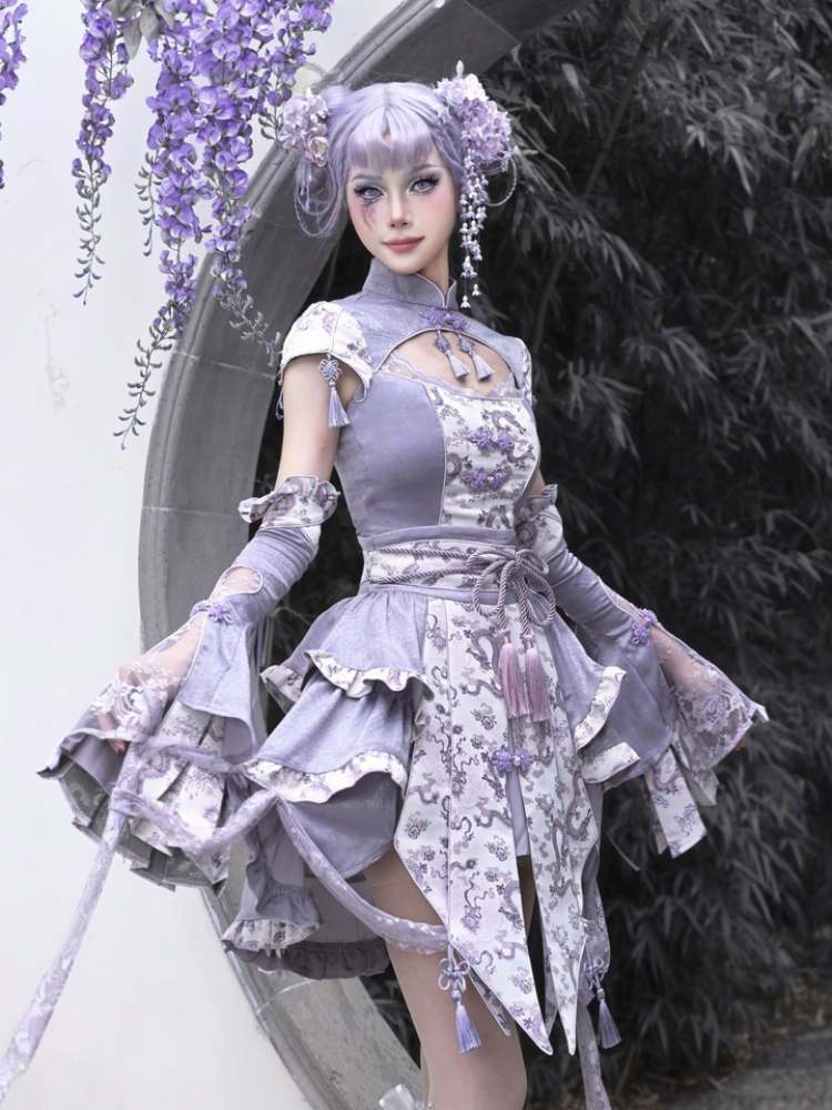 Dragon Pattern Lotus Sleeve China Tops【s0000009037】