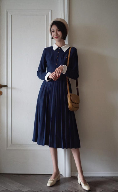 Navy blue classic dress