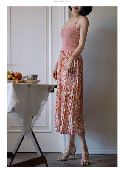 Secret garden pleated long skirt