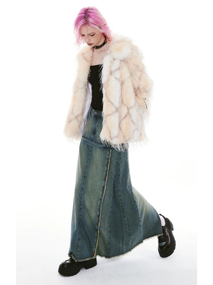 Denim Low Waist Long Half Skirt【s0000004967】