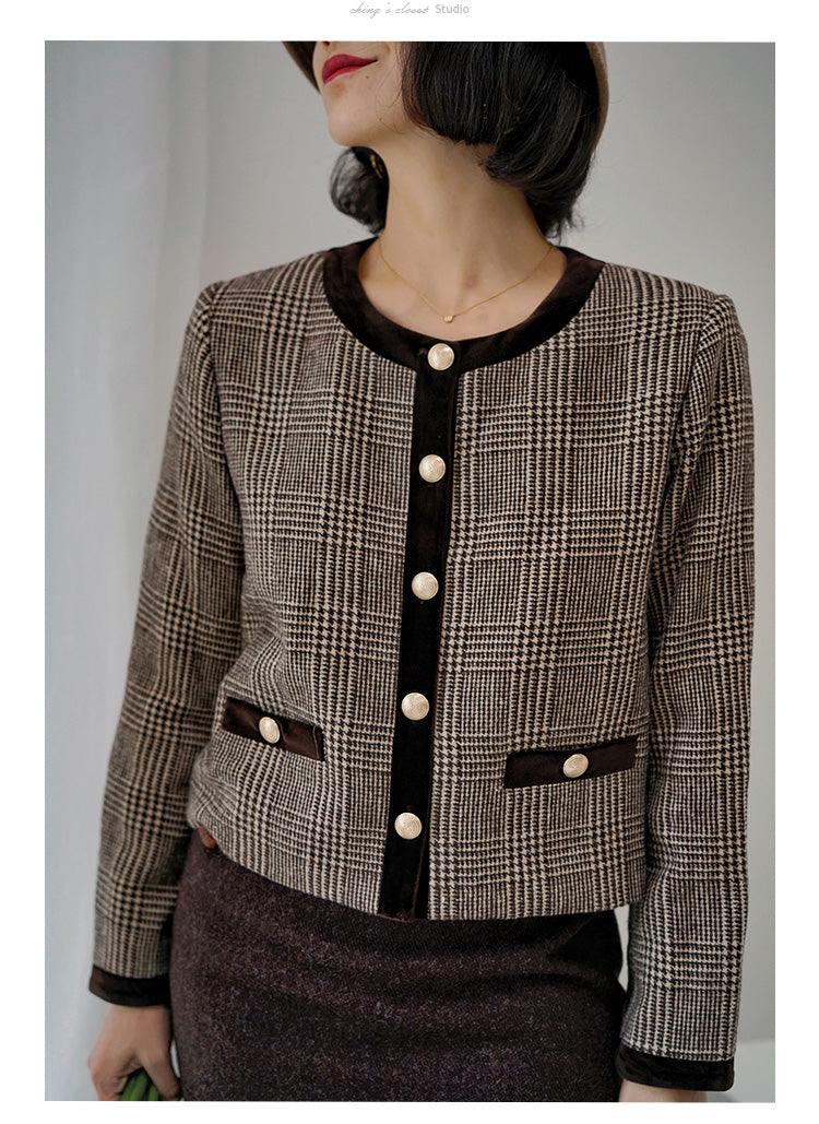 Lady's houndstooth retro jacket