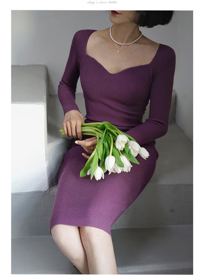 Lady's slim knit dress