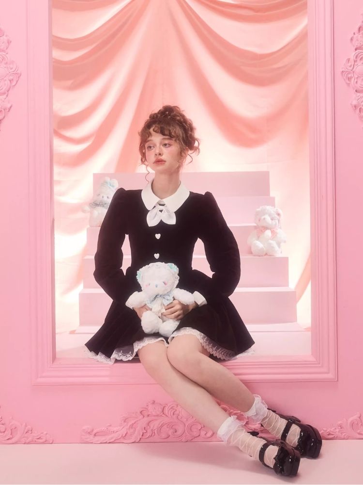 Bubble Sleeve Waist Slim Long Sleeve Dress【s0000006963】