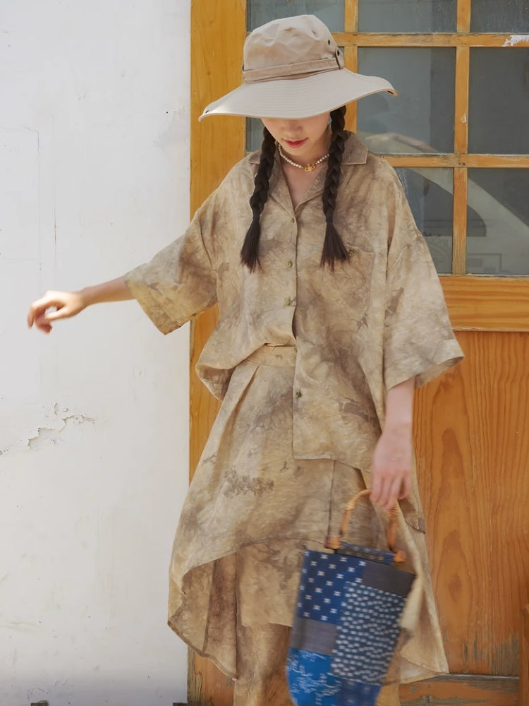 Jacquard Retro Chinese Style Loose Shirt & Pants Skirt Set Up【s0000002978】