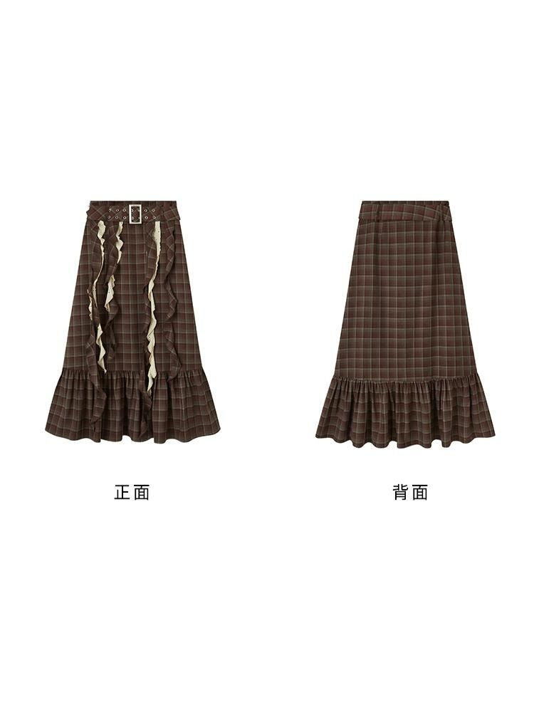 French retro ribbon plaid skirt【s0000003280】