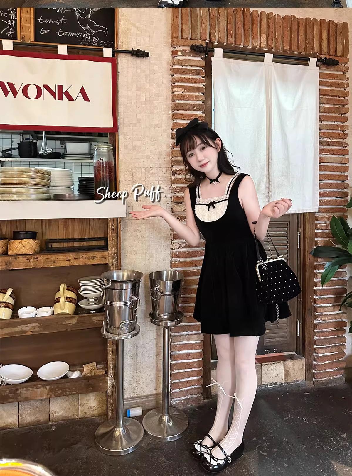 Sheep Puff - Young Layla - Vintage Lolita Shoes Low Heel Butterfly Shoes