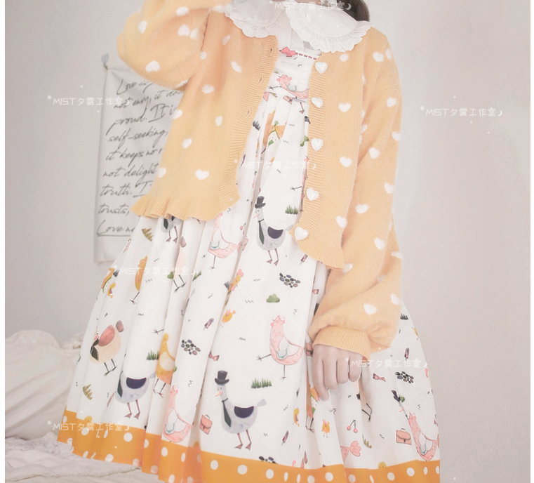 MIST - Little Heart - Sweet Lolita Thick Cardigan Sweater Coat