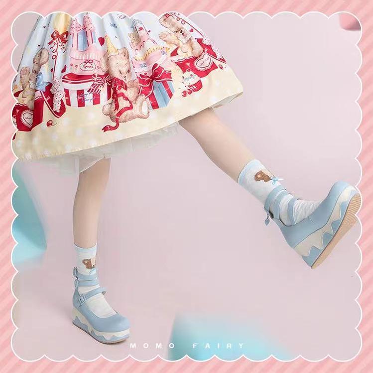 Momo - Bear Birthday Party - Kwaii Lolita Shoes Round Toe Platform Shoes