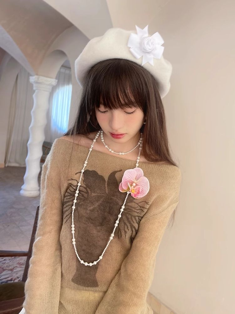 Sheer Knit Strapless Long Sleeve Top【s0000004900】