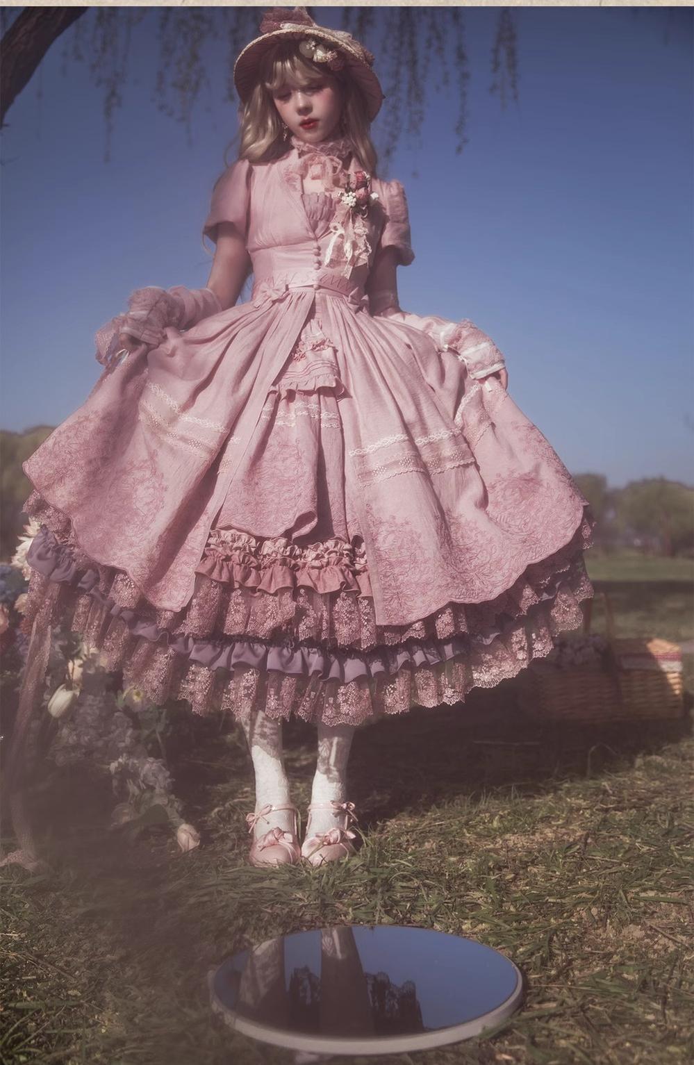 ZJstory - 14-line Poem Set - Classic Lolita Separate Dress Set Tiered Ruffles Skirt