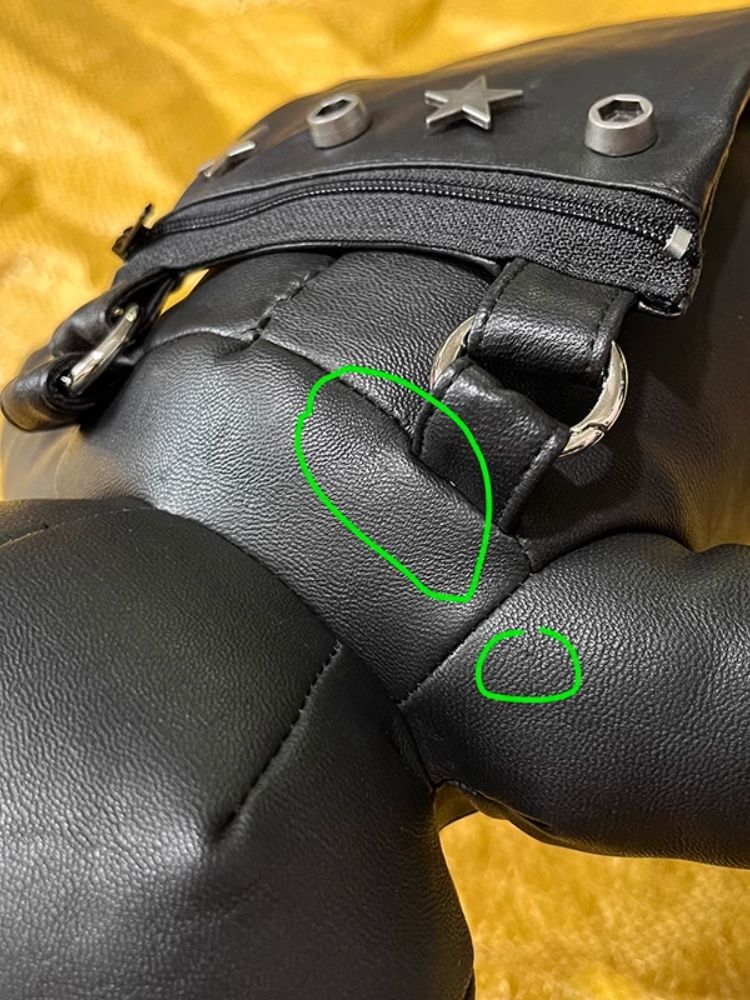 Star Rivet Biker Cat Battle Damage Kitten Double Shoulder Bag【s0000005209】