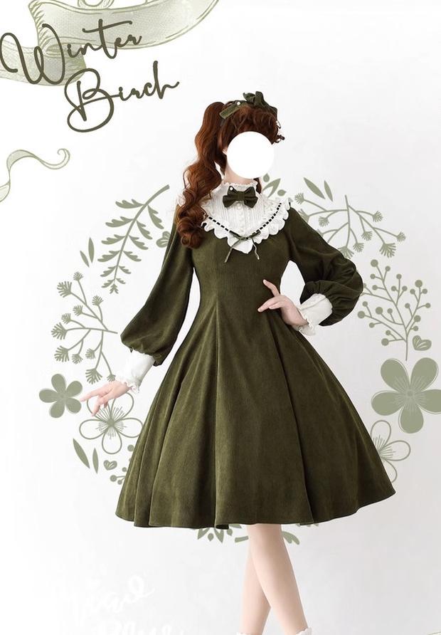 Miaoplus - Winter Birch Forest - Elegant Lolita OP Dress Corduroy Long Sleeve Winter Dress