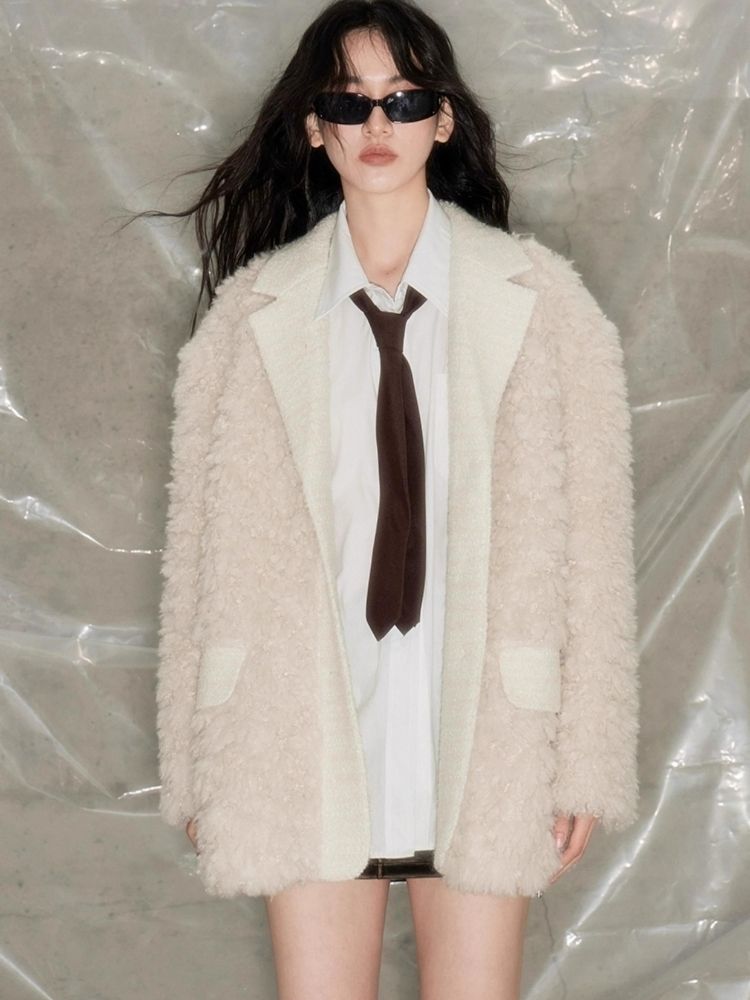 Beige Lambswool Coat【s0000004859】