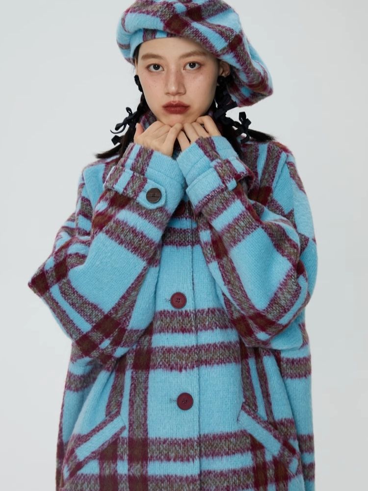 Tweed loose-fitting long coat【s0000006247】