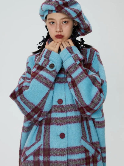 Tweed loose-fitting long coat【s0000006247】