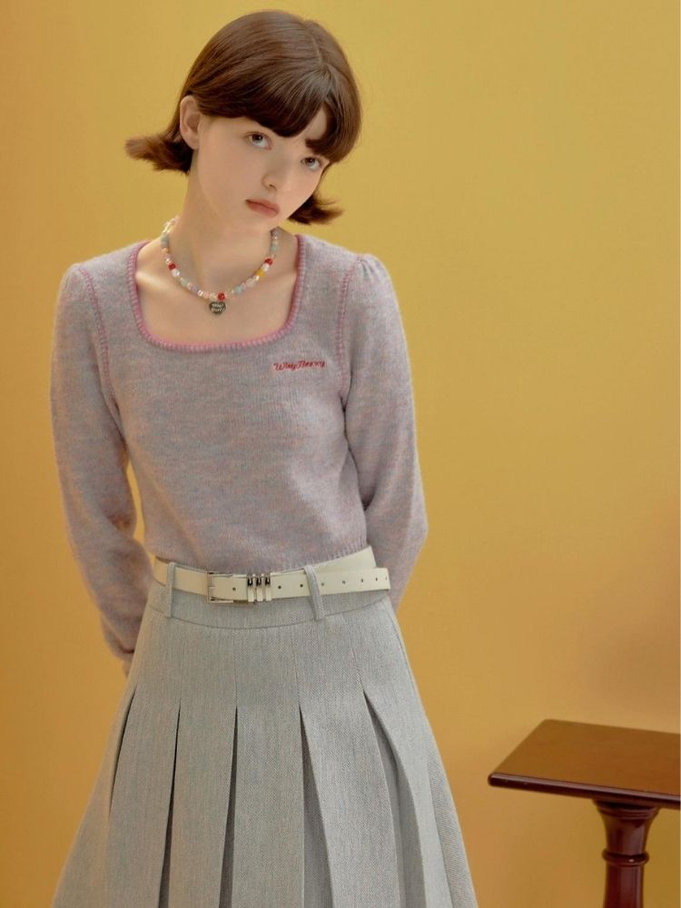 Contrast Color Wool Sweater【s0000003365】