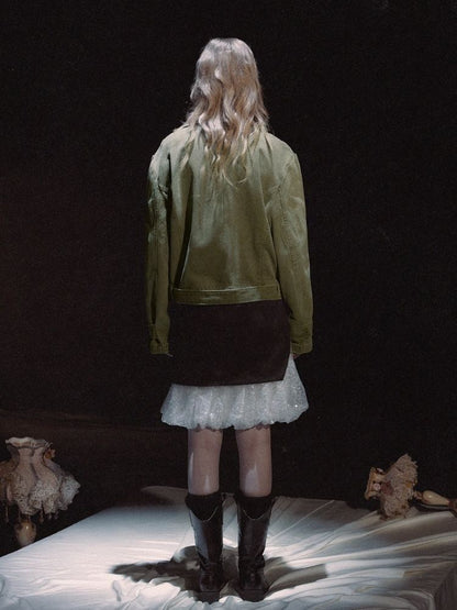 Washed Gray Green Button Down Blazer【s0000006446】