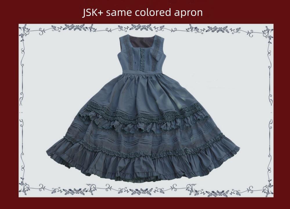 Tiny Garden - Nocturne Reminiscence - Elegant Lolita JSK Dress Multi-Wear Apron Dress Set
