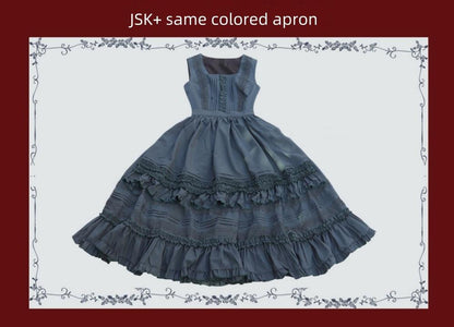 Tiny Garden - Nocturne Reminiscence - Elegant Lolita JSK Dress Multi-Wear Apron Dress Set