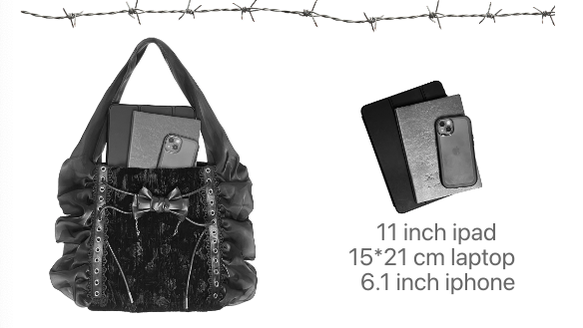 Broken bone - Gothic Lolita Black Velvet Shoulder Bag