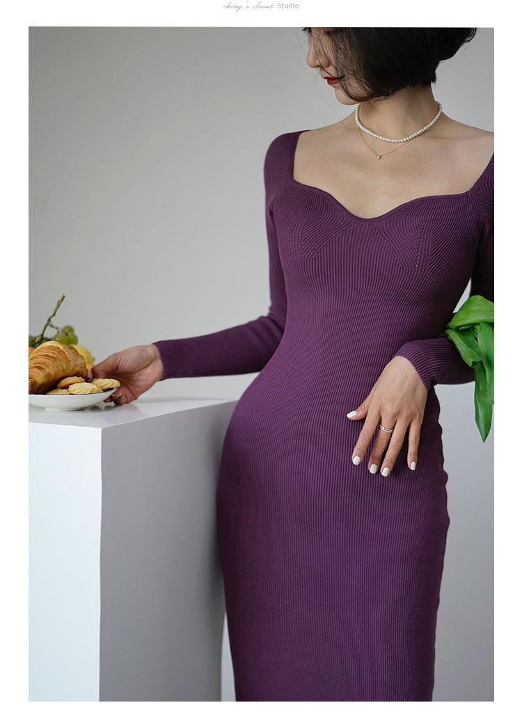 Lady's slim knit dress