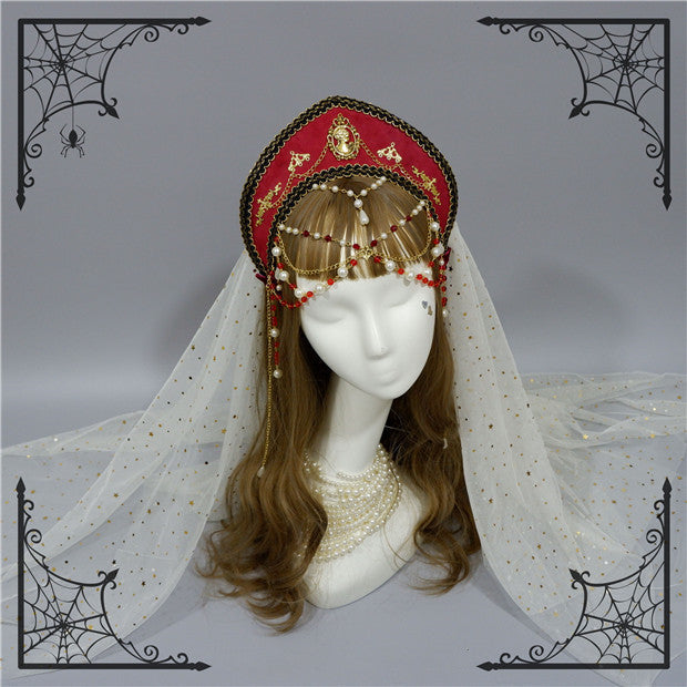 Foxcherry - Retro Lolita Gorgeous Bead Chain Headdress Multicolors