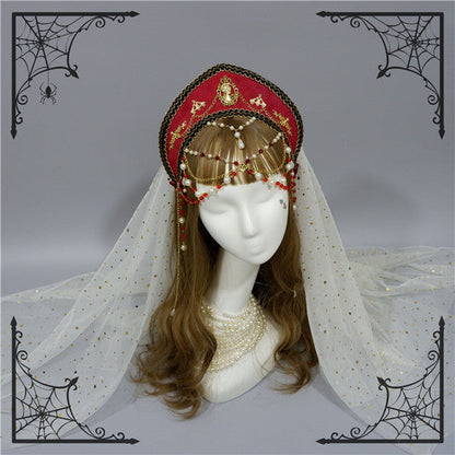 Foxcherry - Retro Lolita Gorgeous Bead Chain Headdress Multicolors