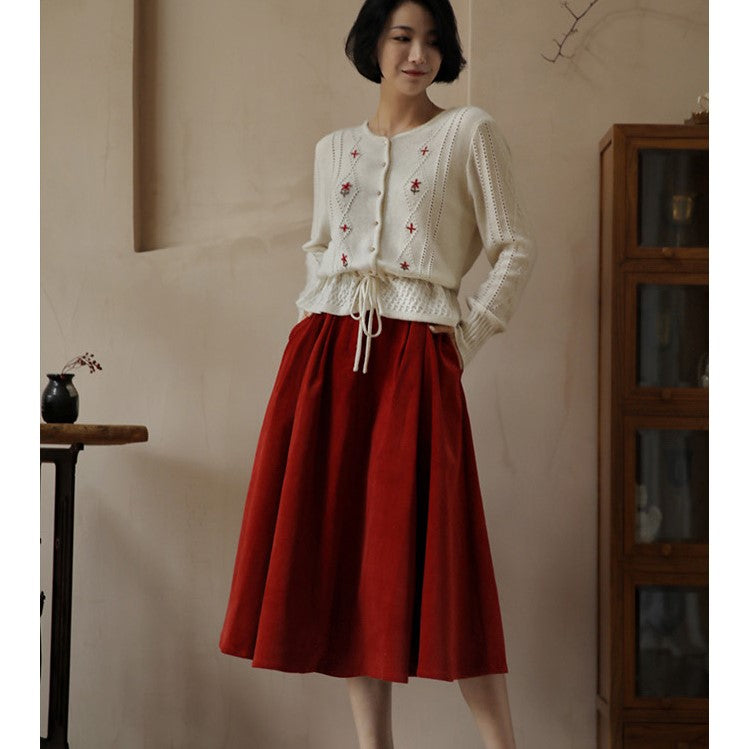 Crimson Lady Corduroy Umbrella Skirt