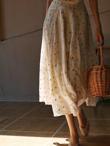 Floral embroidered dress with glittering jewels