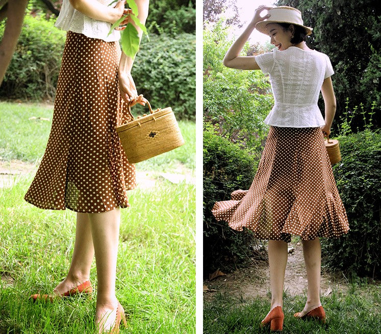 Countess Polka Dot Fishtail Skirt