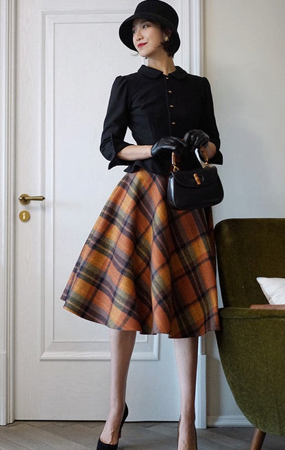 Modern vintage plaid skirt