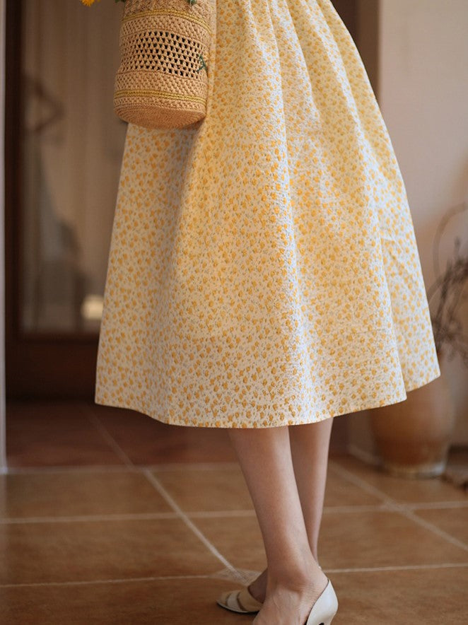 Wisteria yellow bouquet french retro skirt