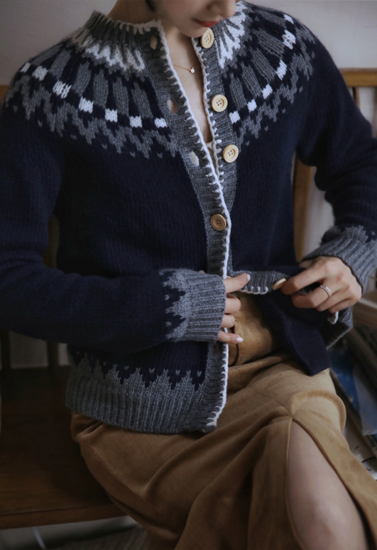 nordic pattern cardigan