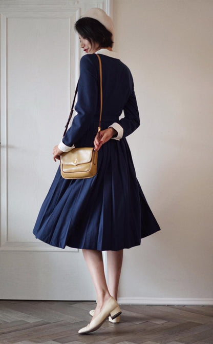 Navy blue classic dress