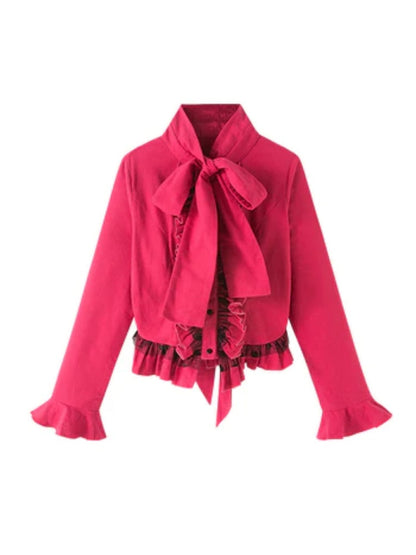 Showa Retro Sweet & Cute Bowknot Frilled Lolita Shirt【s0000003181】