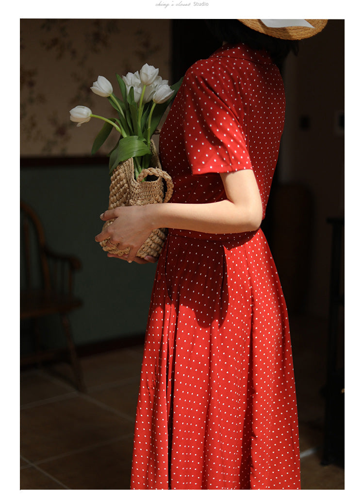 Red Polka Dot Pattern Retro Dress