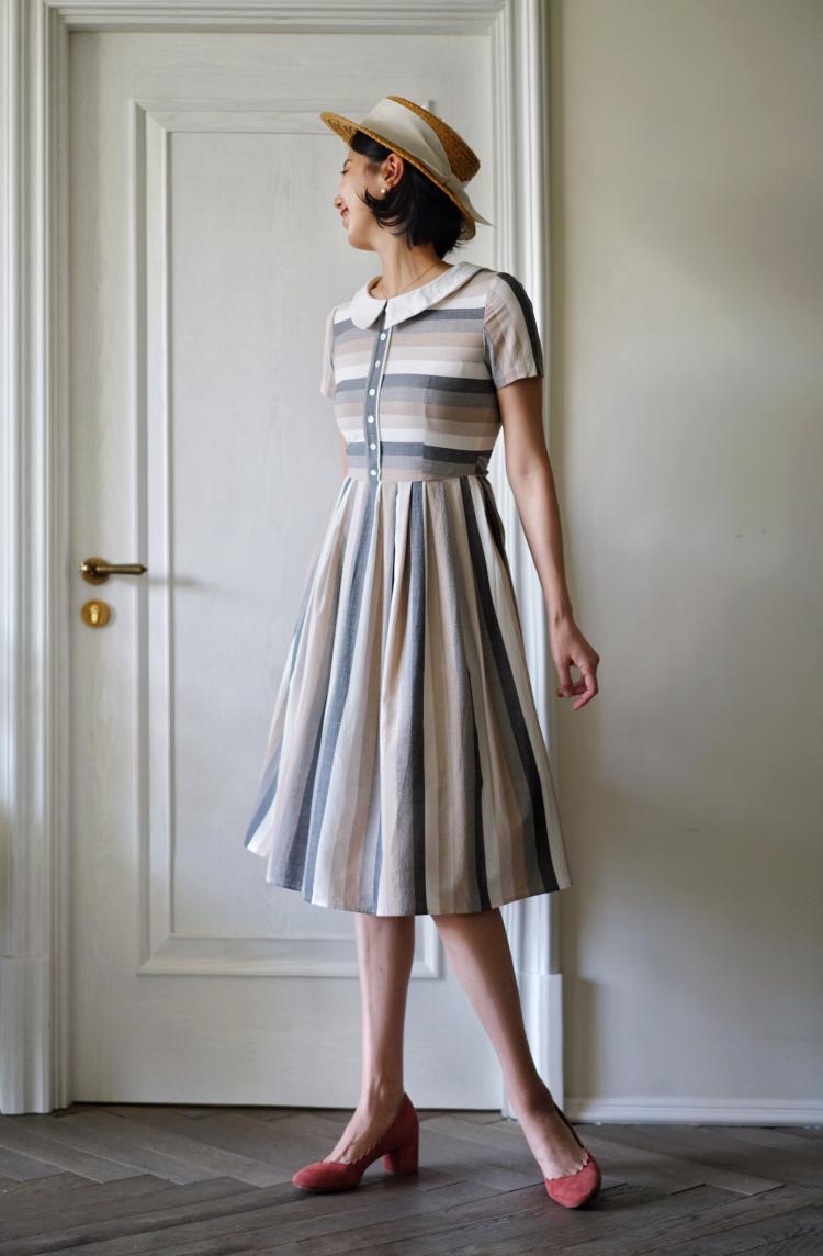 Literary Lady Vintage Striped Dress