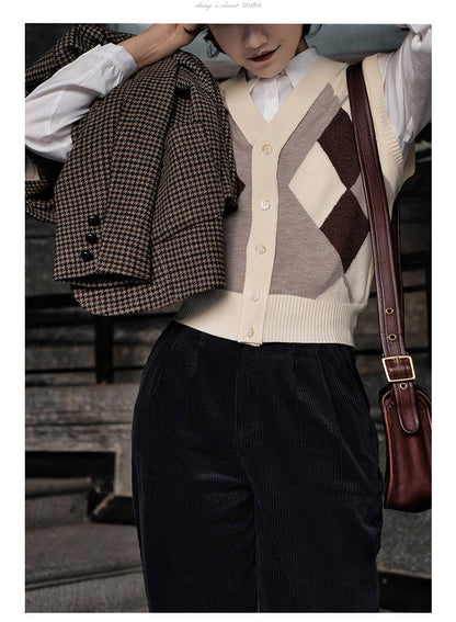 Rhombus Pattern Knit Vest