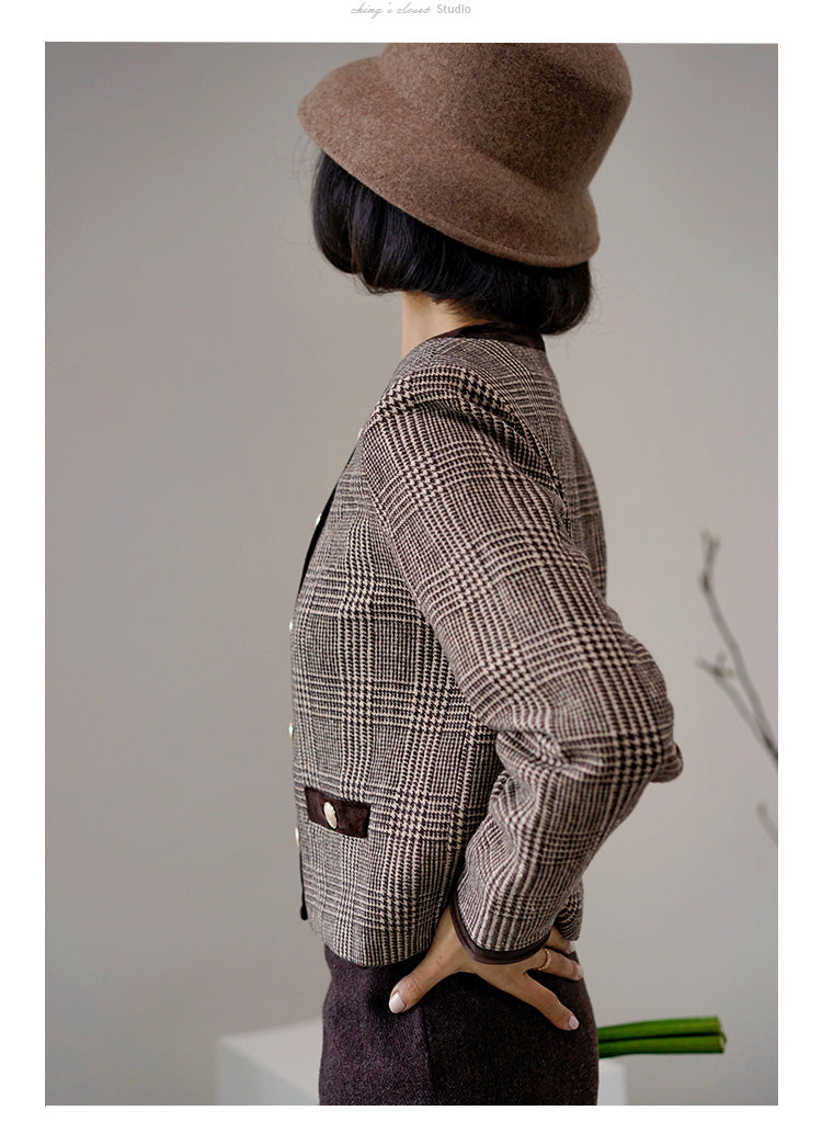 Lady's houndstooth retro jacket