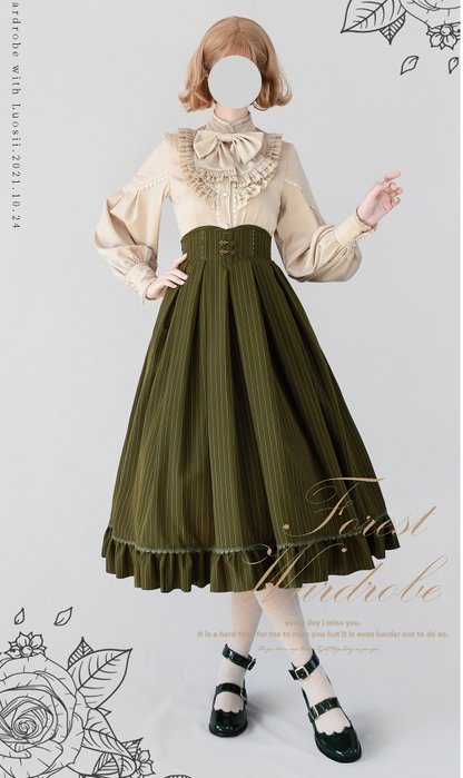 Forest Wardrobe - North of the Forest - Classic Lolita Striped Vest Skirt Set