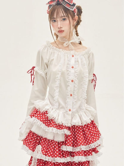 Ruffled Lace Blouse【s0000001876】