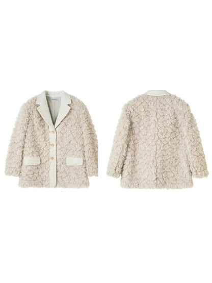 Beige Lambswool Coat【s0000004859】