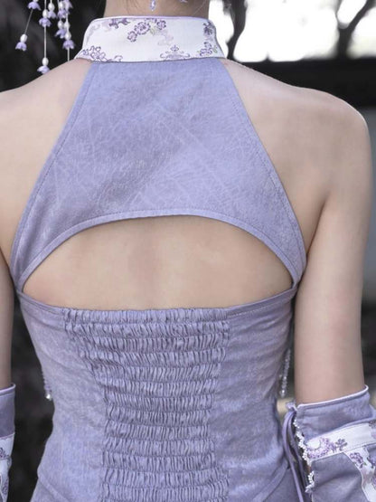 Dragon Pattern Buckle Halter Neck China Dress【s0000009042】