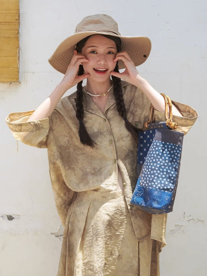 Jacquard Retro Chinese Style Loose Shirt & Pants Skirt Set Up【s0000002978】