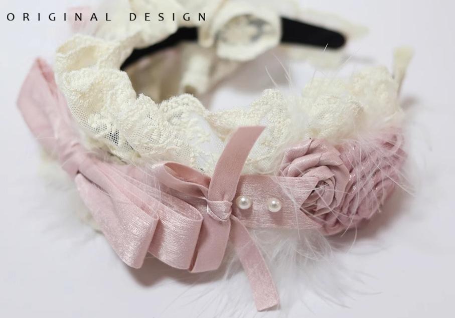 The Accessories' Story - Satin Ballet - Sweet Lolita Headdress Feather Bow