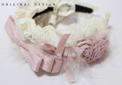 The Accessories' Story - Satin Ballet - Sweet Lolita Headdress Feather Bow